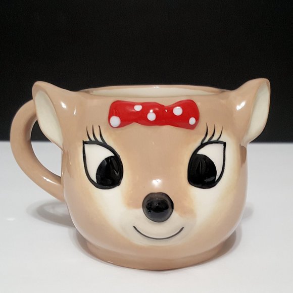 NEW RARE Pottery Barn Kids Set of 4 Rudolph Character Shaped Stoneware M… - Picture 5 of 9